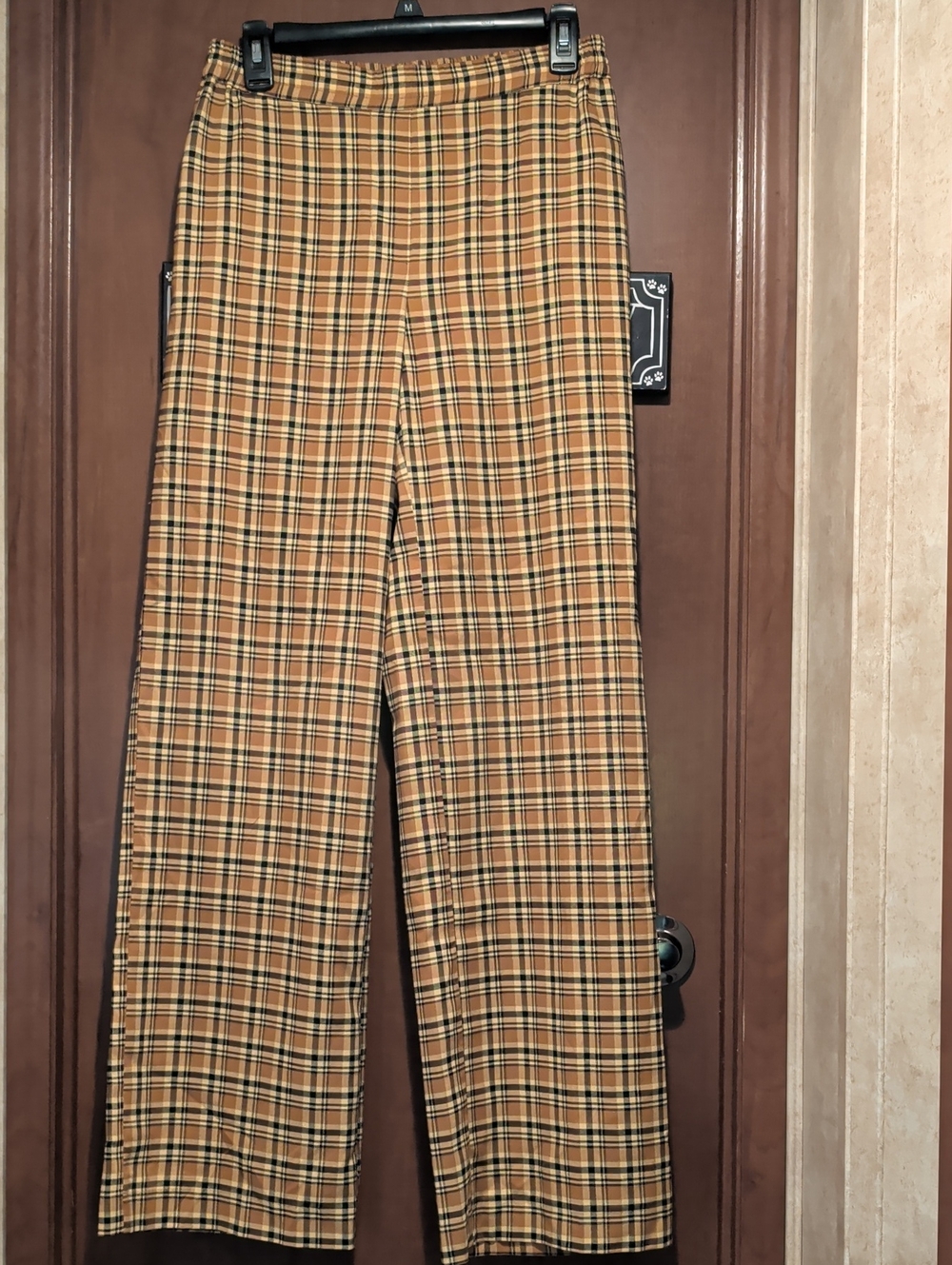Urban Outfitters Yellow Plaid Wide-Leg Trousers
